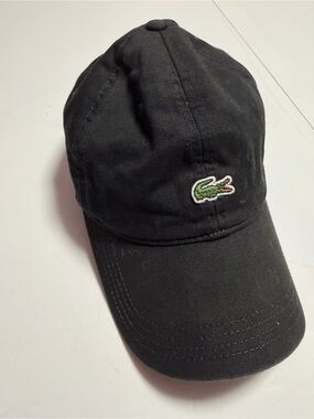 Lacoste Black Baseball dad Cap with Green Croc Logo